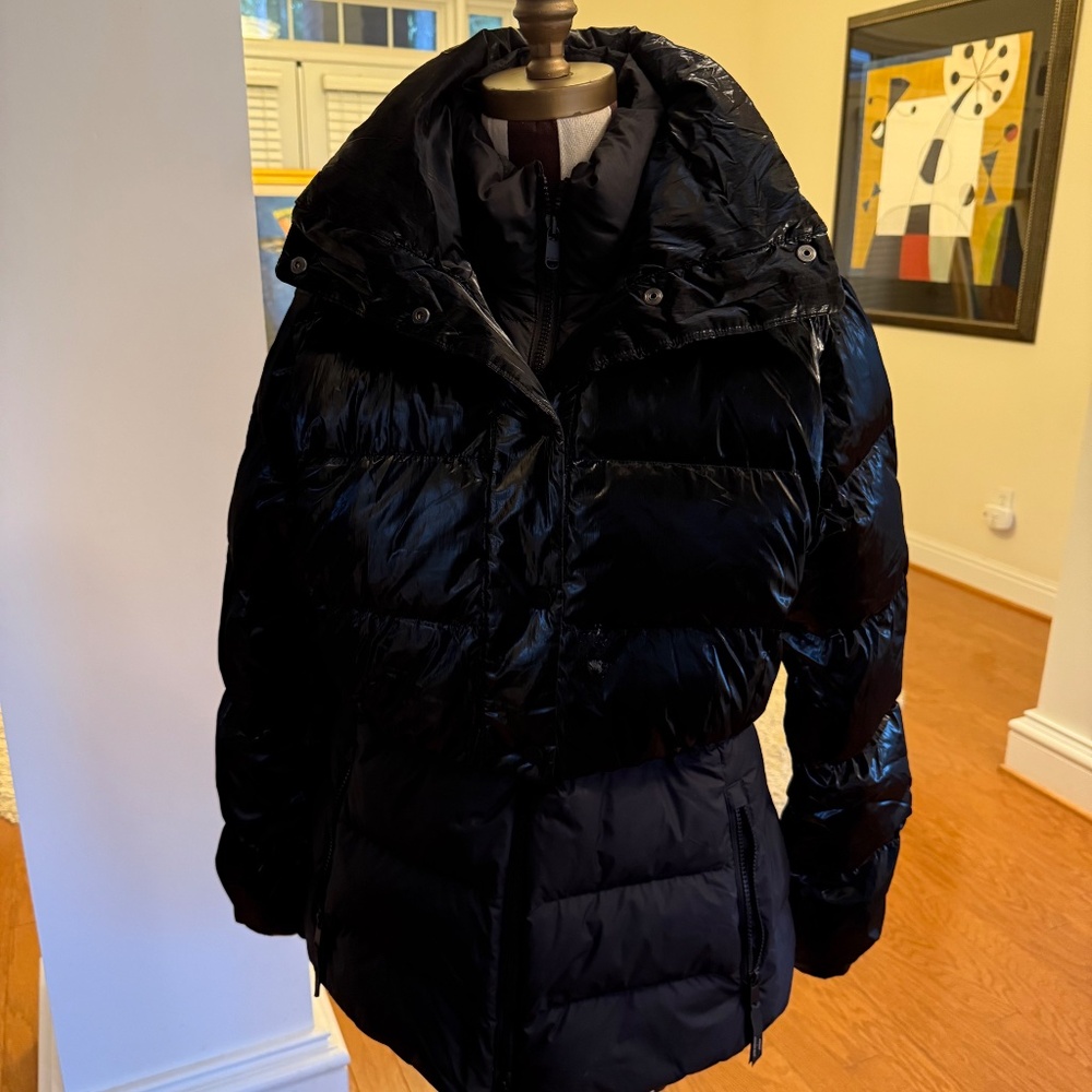 Athleta X Allyson Felix Womens Black Down LEGEND DOWNTOWN METALLIC JACKET Medium - Picture 5 of 15